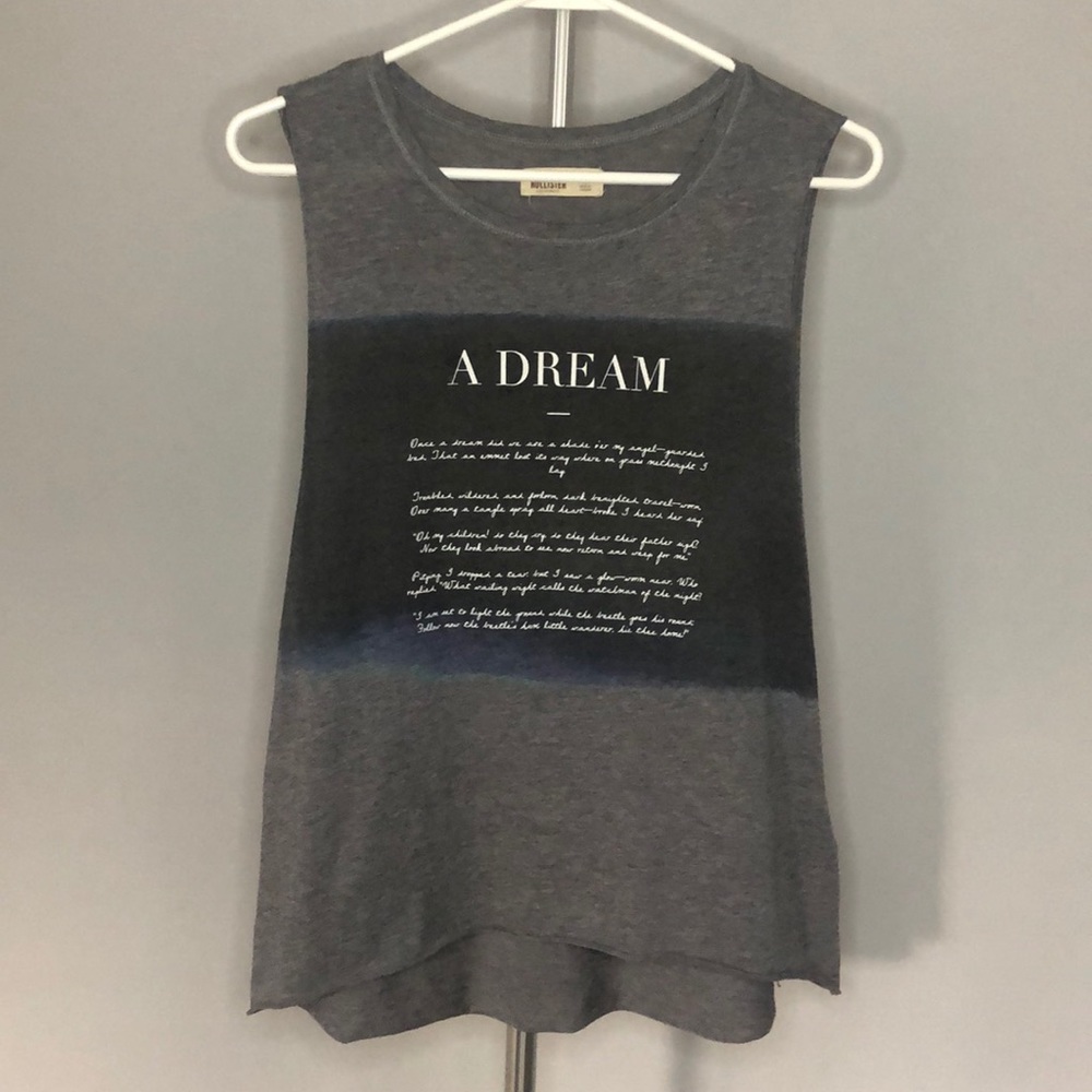 Hollister Tank Top Muscle T Shirt Size Small w/ “A Dream” and a Poem